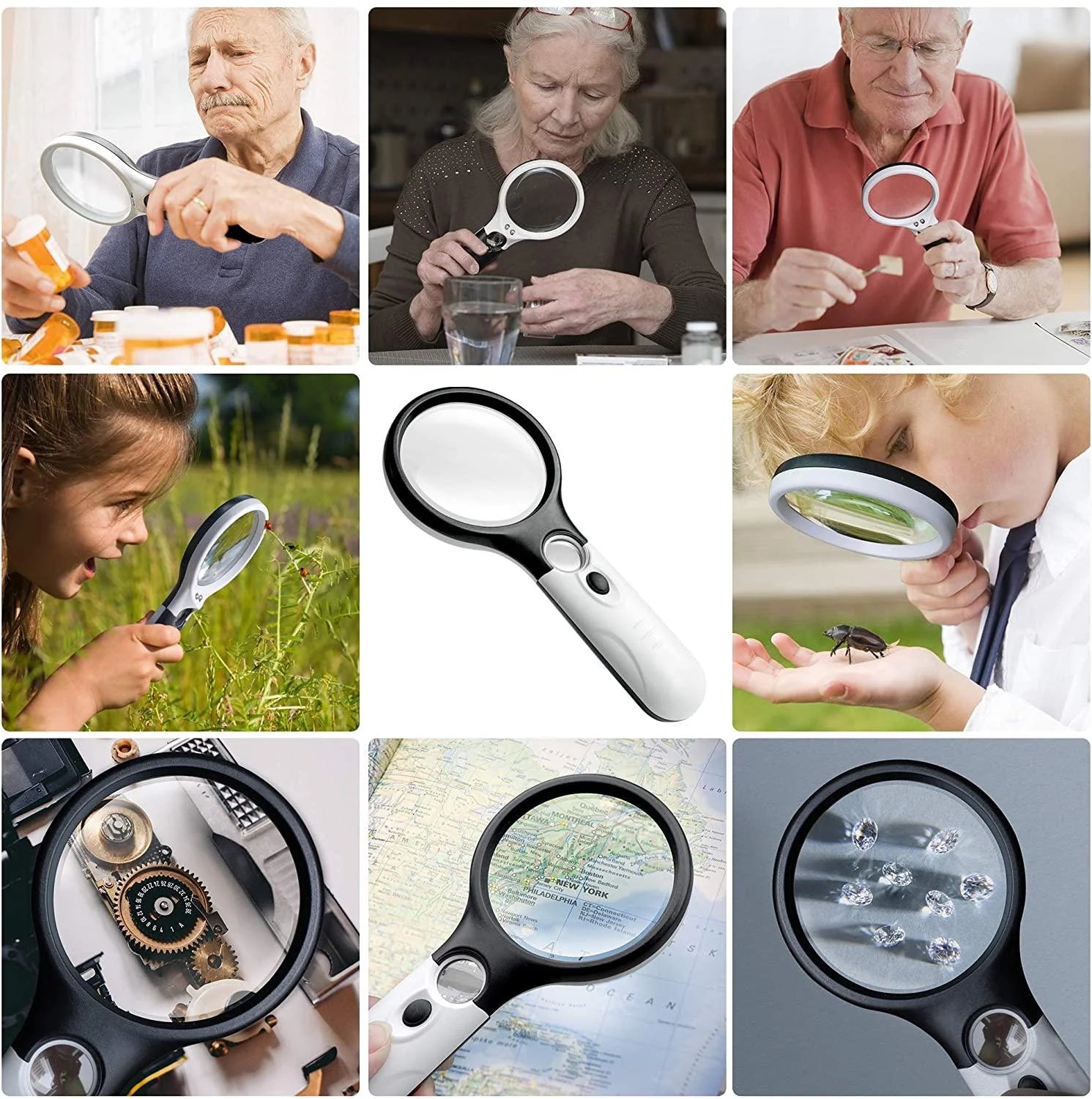 Magnifying Glass 3X & 45X with LED Light paint by numbers kit
