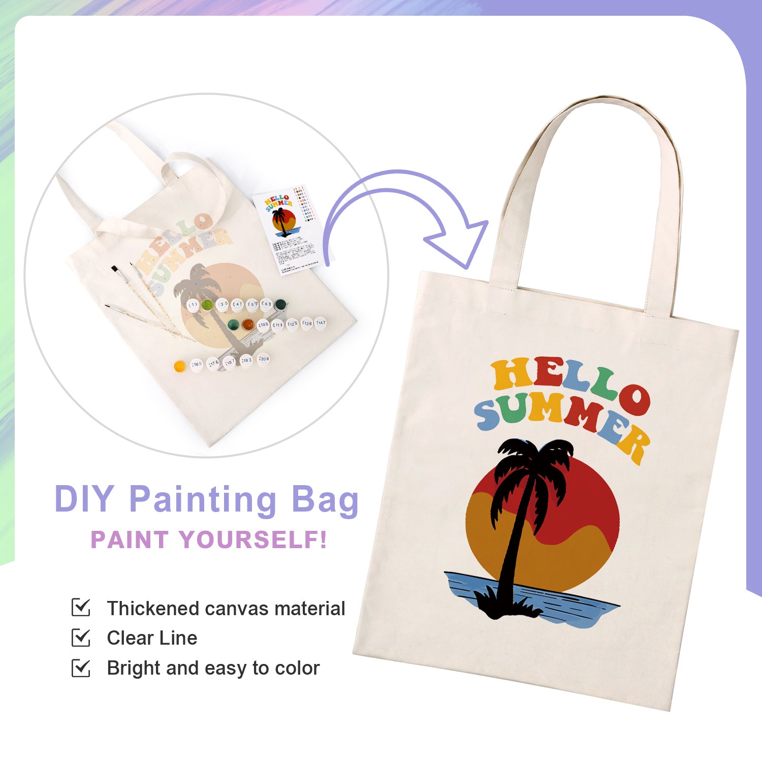 Hello Summer Carry Bag paint by numbers kit