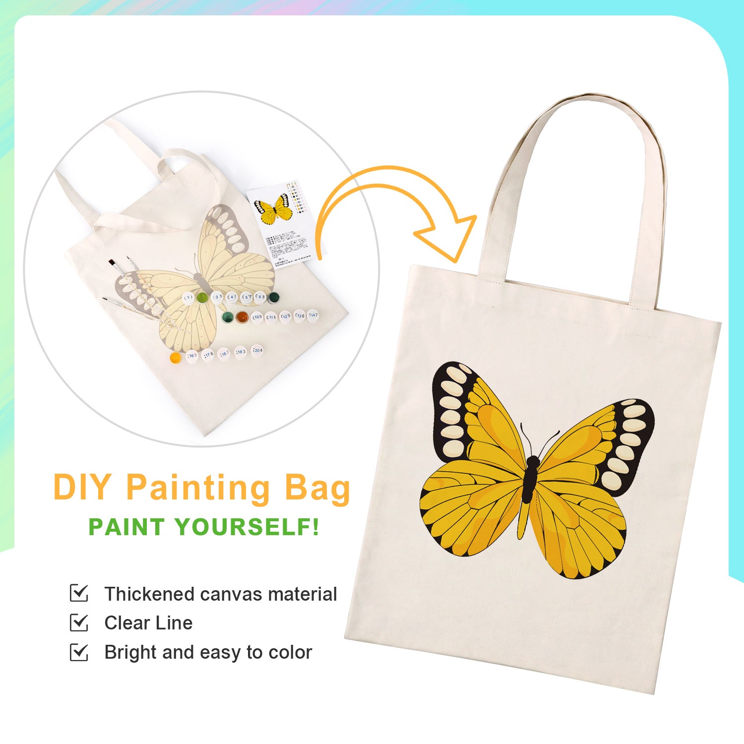 Sunrise Butterfly Carry Bag paint by numbers kit