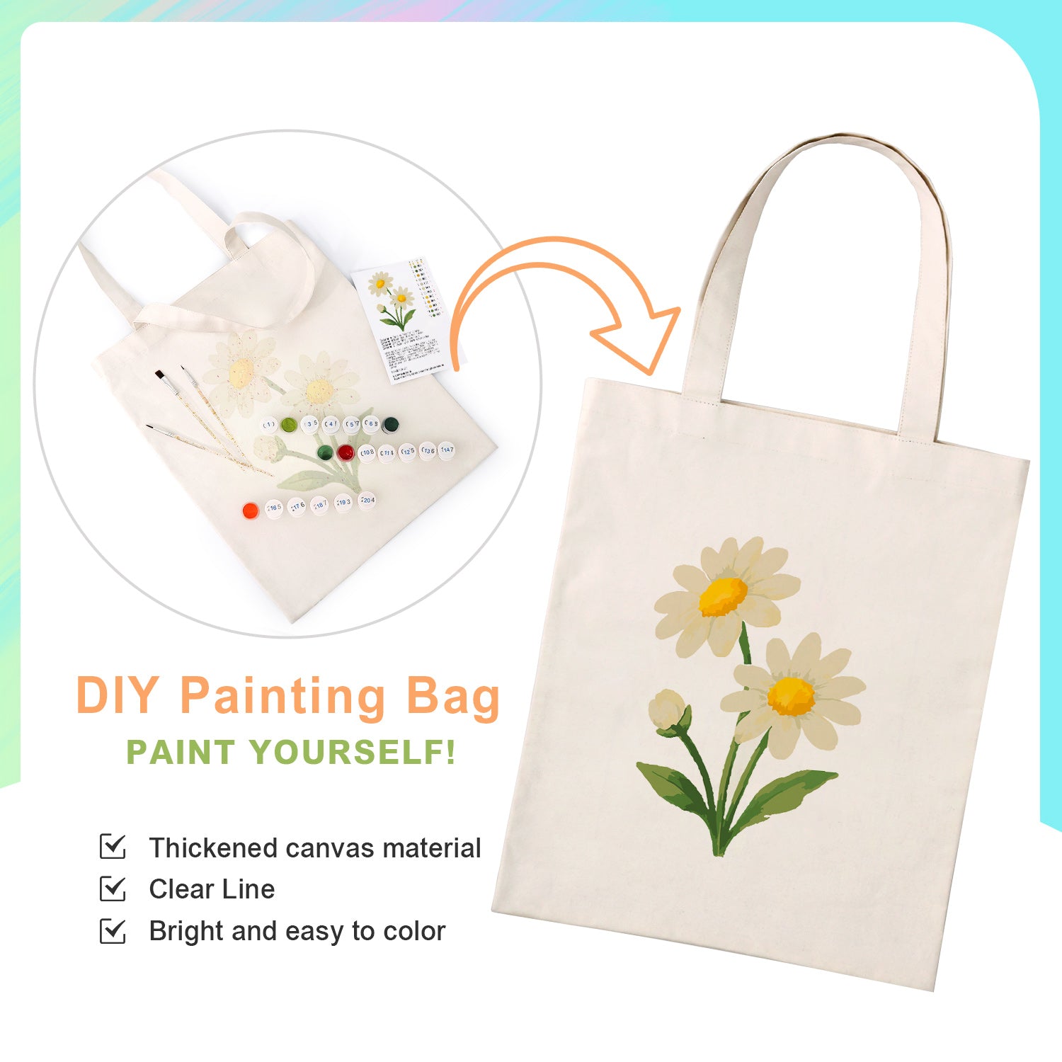 Daisy Day Carry Bag paint by numbers kit