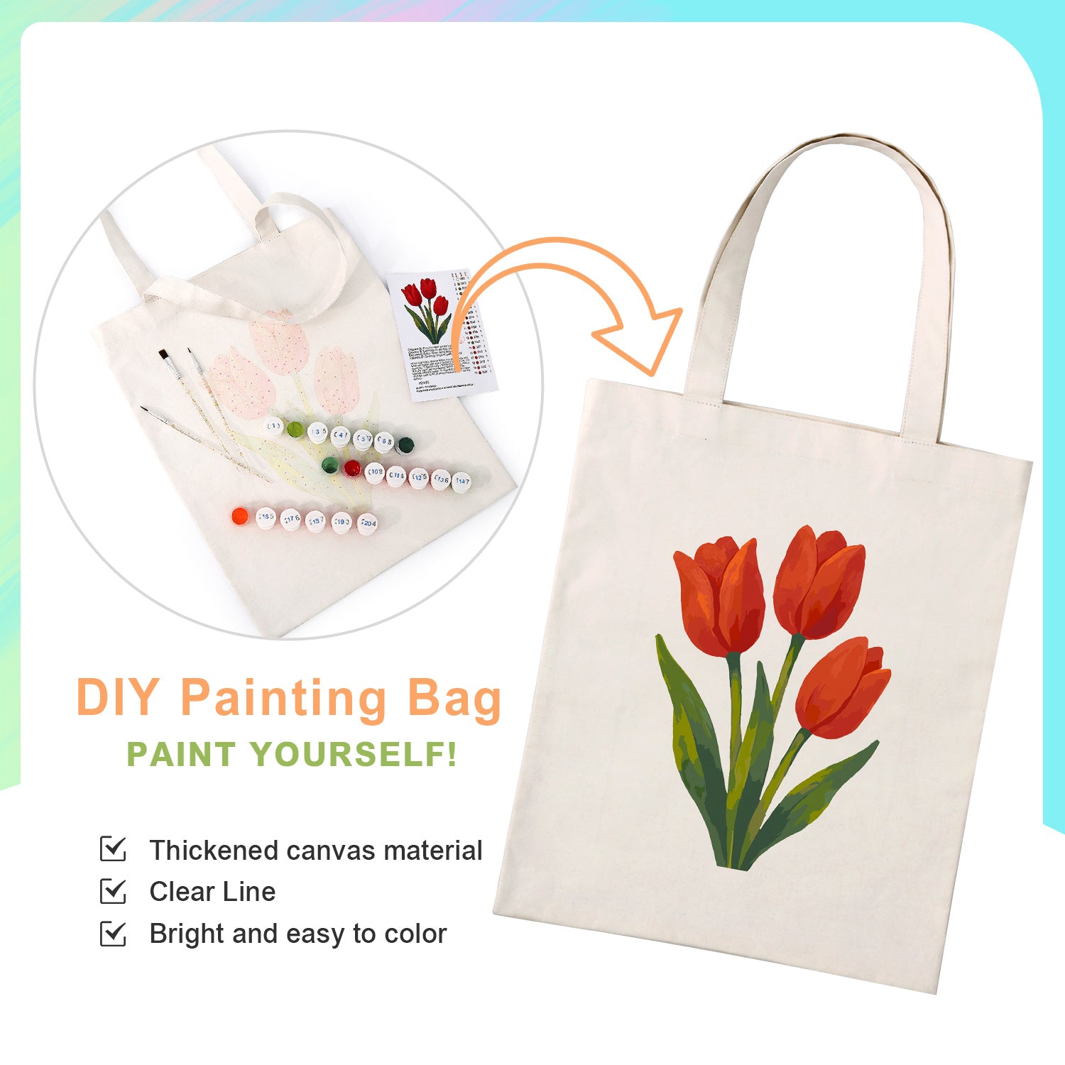 Scarlet Tulip Carry Bag paint by numbers kit