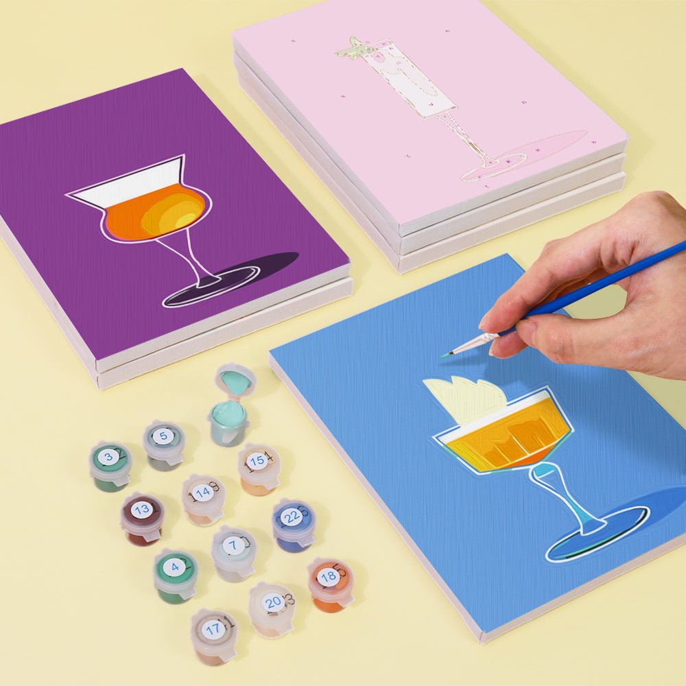 Velvet Cocktail Evenings - Mini Paint by Numbers Kit (6 Pieces) paint by numbers kit