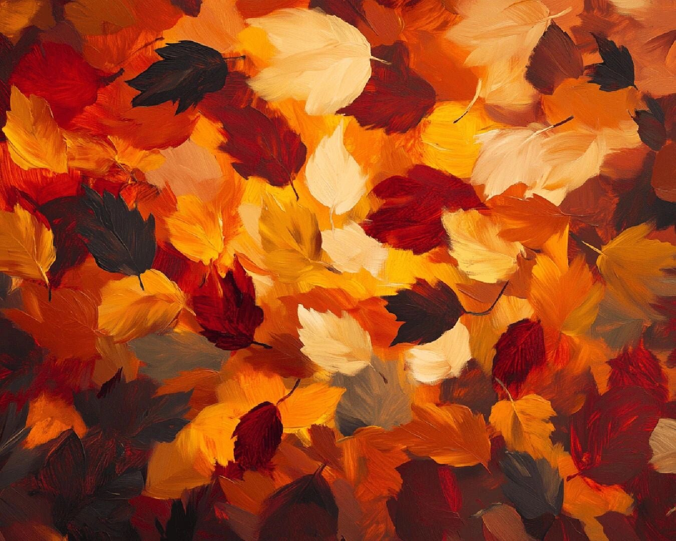 Flat Autumn Leaves paint by numbers kit