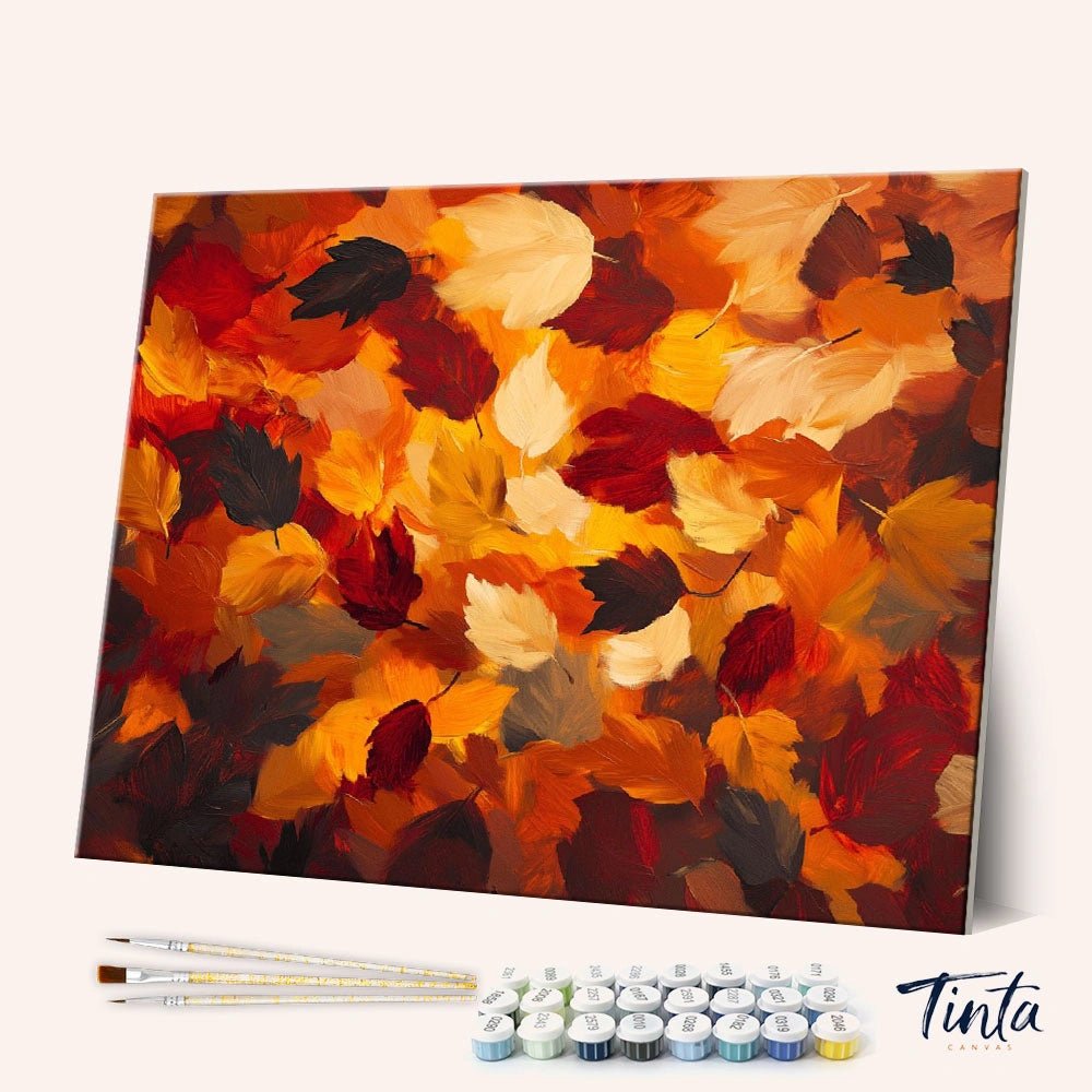 Flat Autumn Leaves paint by numbers kit