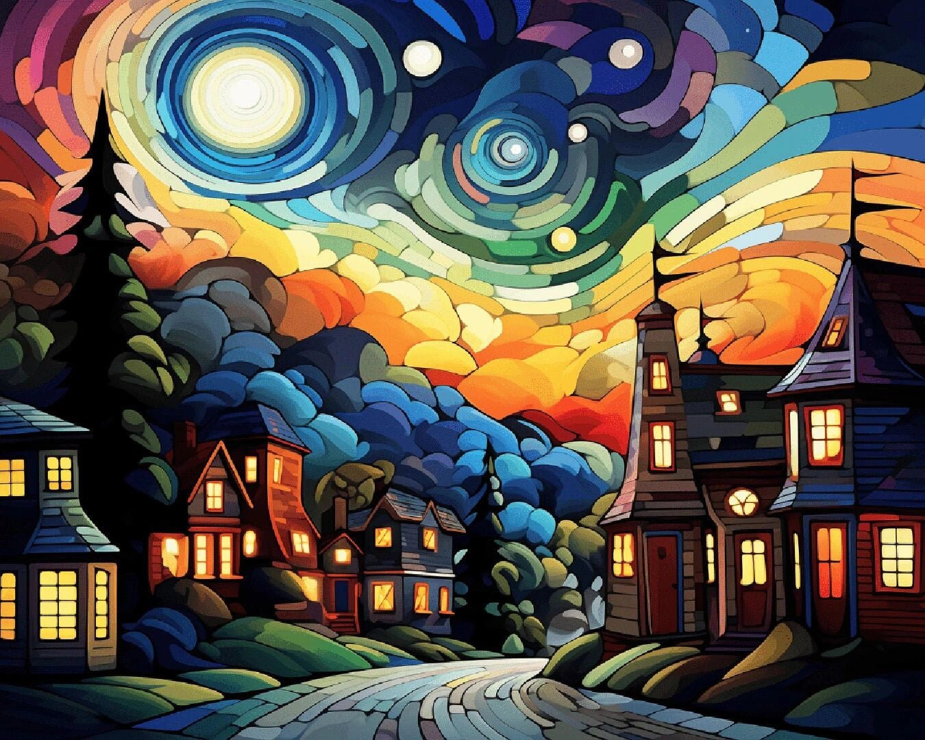Flaming Sky Road paint by numbers kit