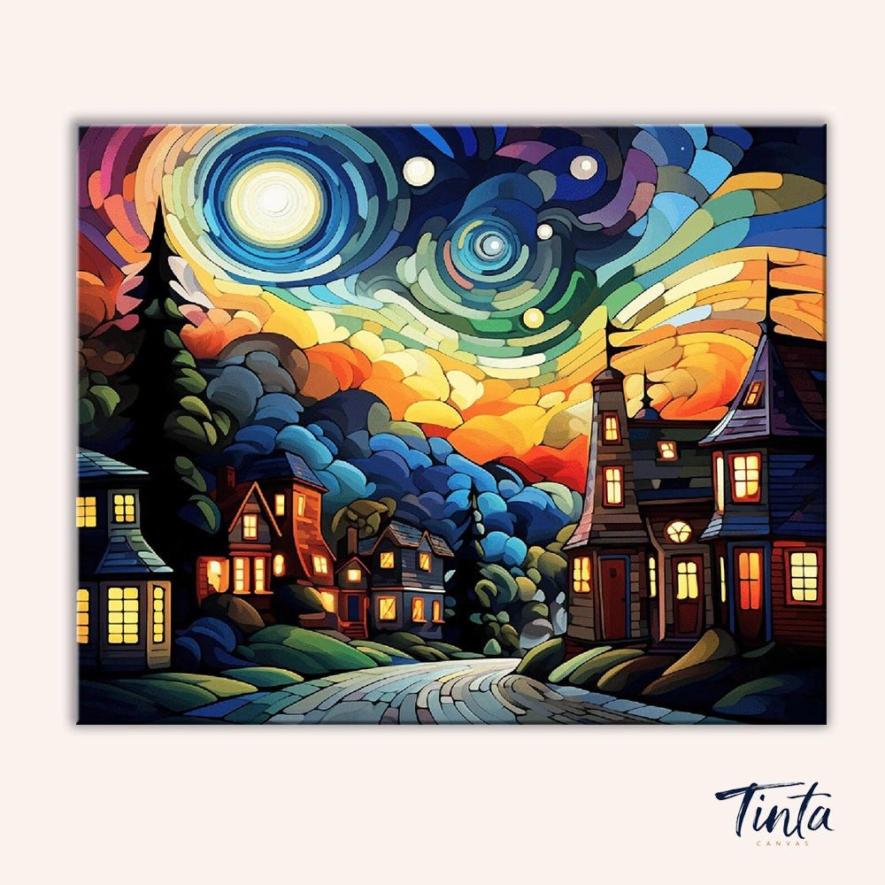Flaming Sky Road paint by numbers kit