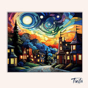 Flaming Sky Road paint by numbers kit