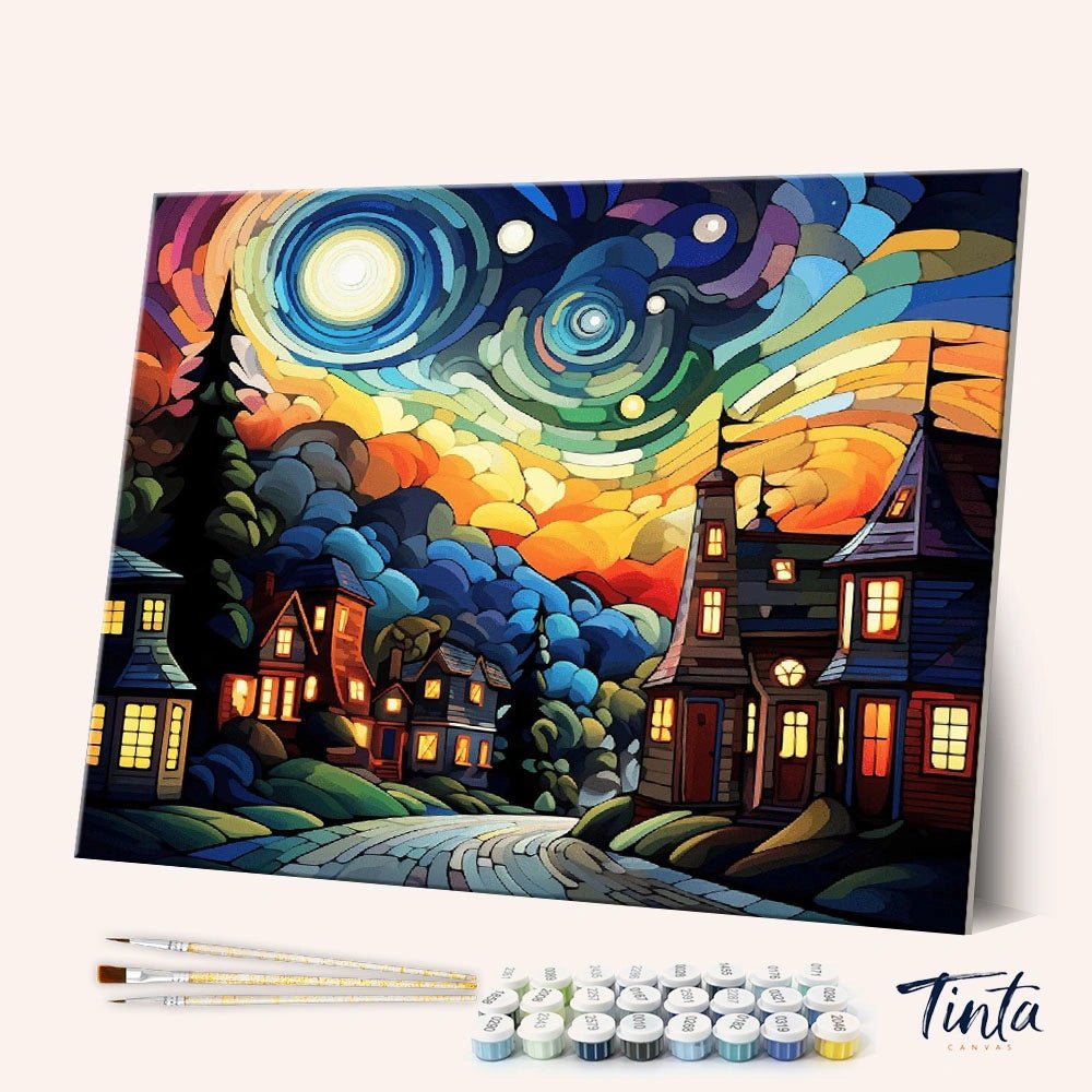 Flaming Sky Road paint by numbers kit