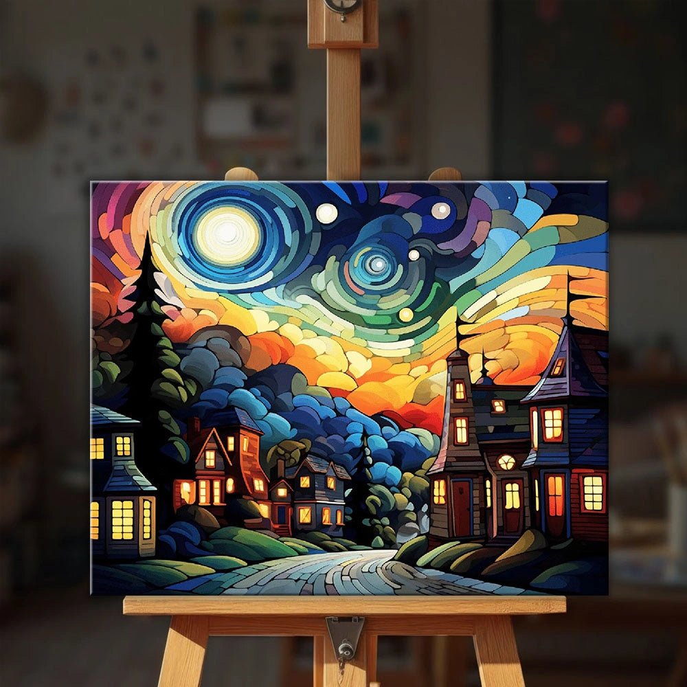 Flaming Sky Road paint by numbers kit