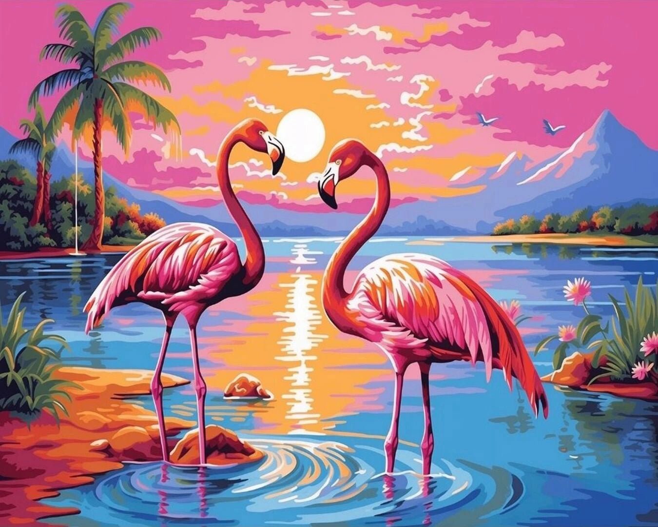 Flamingo Sunset paint by numbers kit