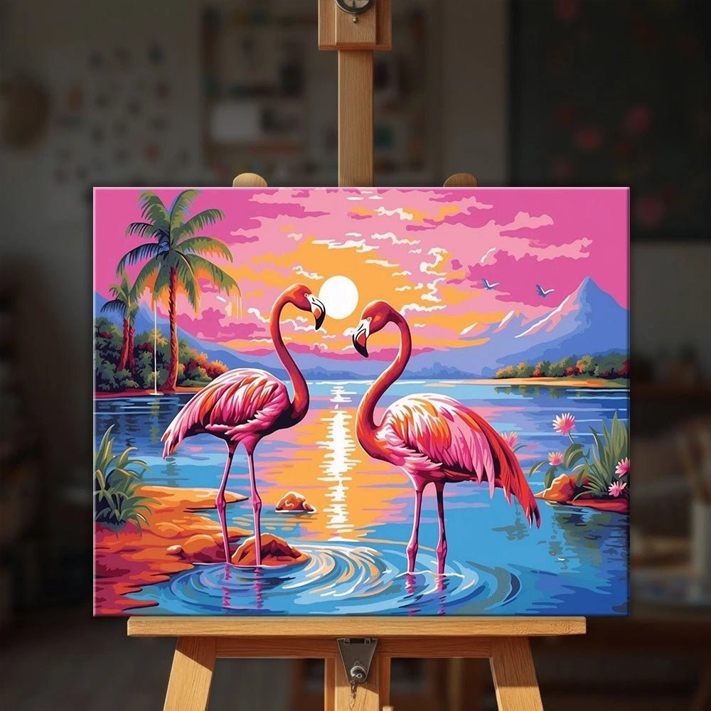 Flamingo Sunset paint by numbers kit