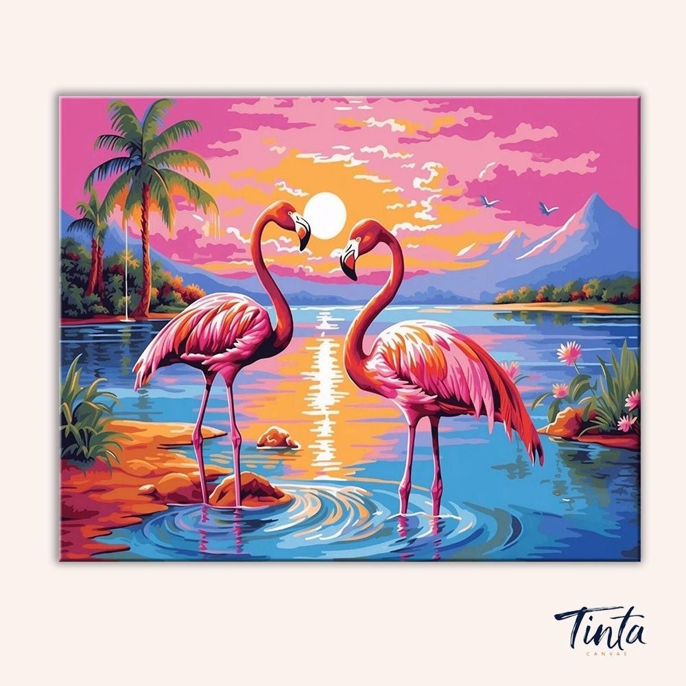 Flamingo Sunset paint by numbers kit