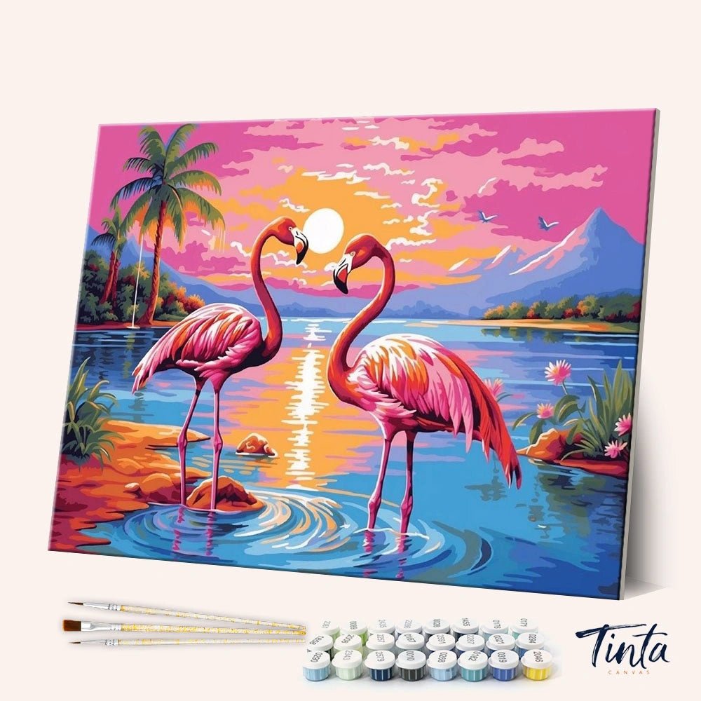 Flamingo Sunset paint by numbers kit