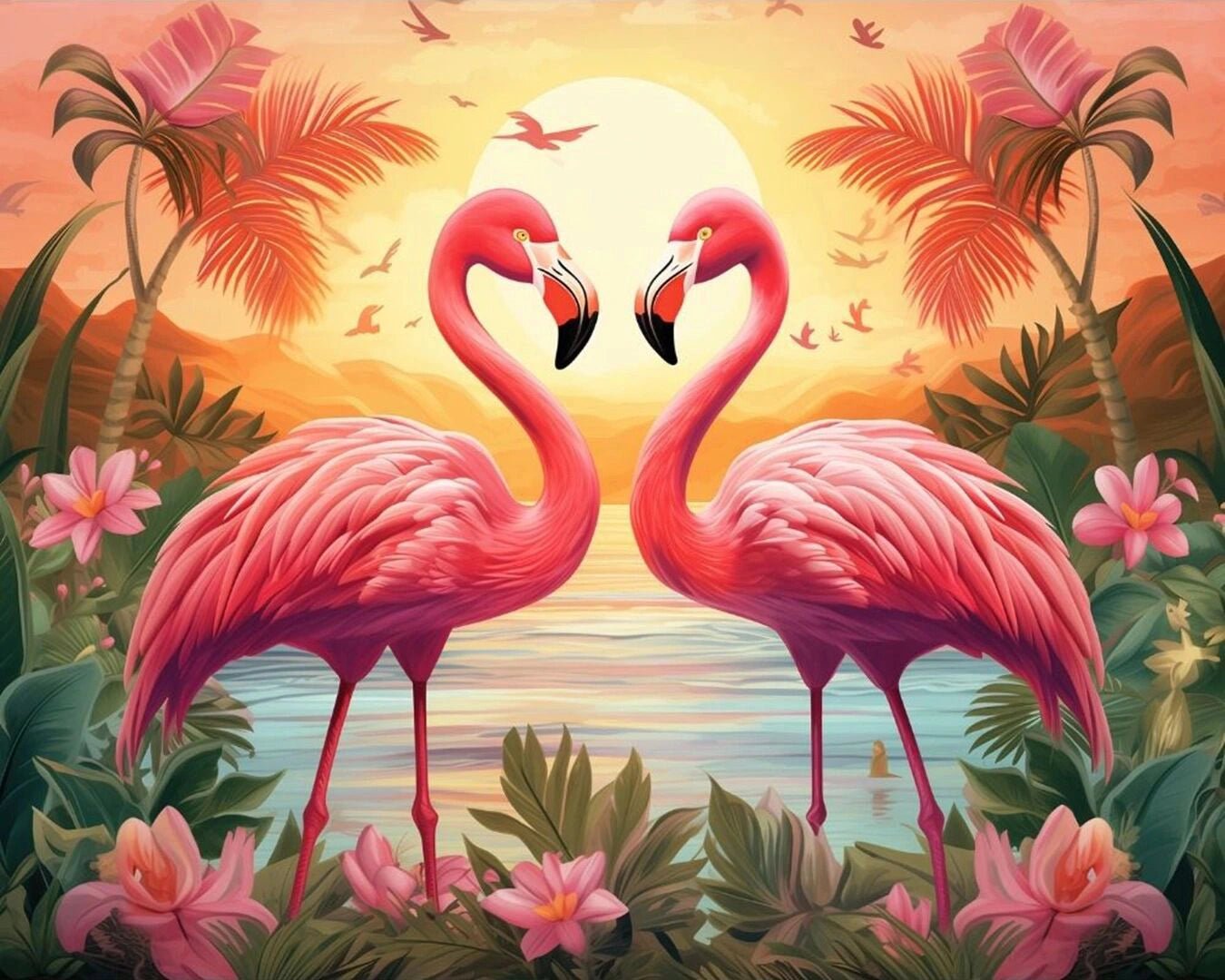 Flamingo Love paint by numbers kit