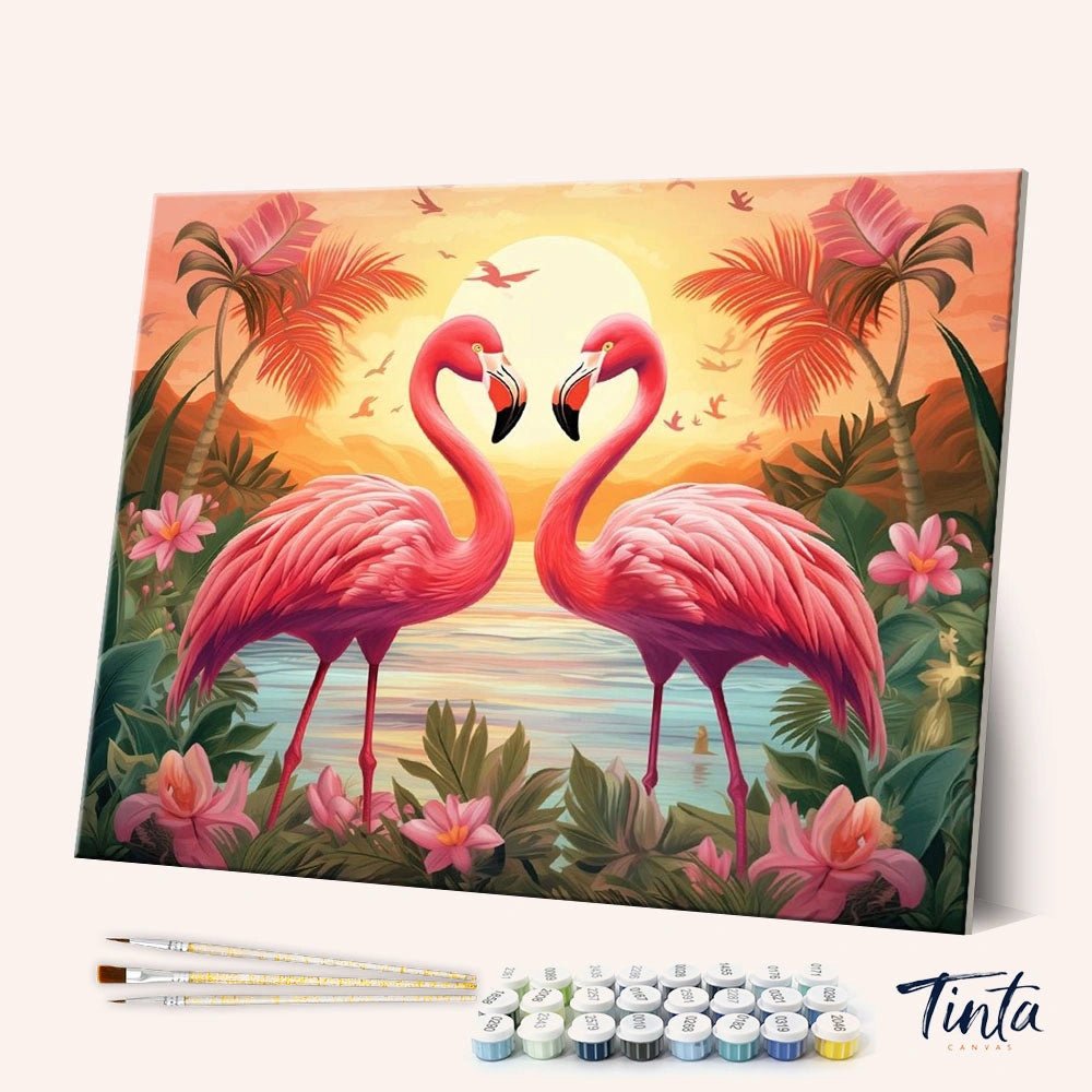 Flamingo Love paint by numbers kit