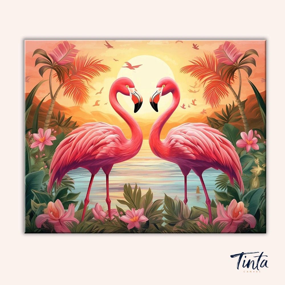 Flamingo Love paint by numbers kit