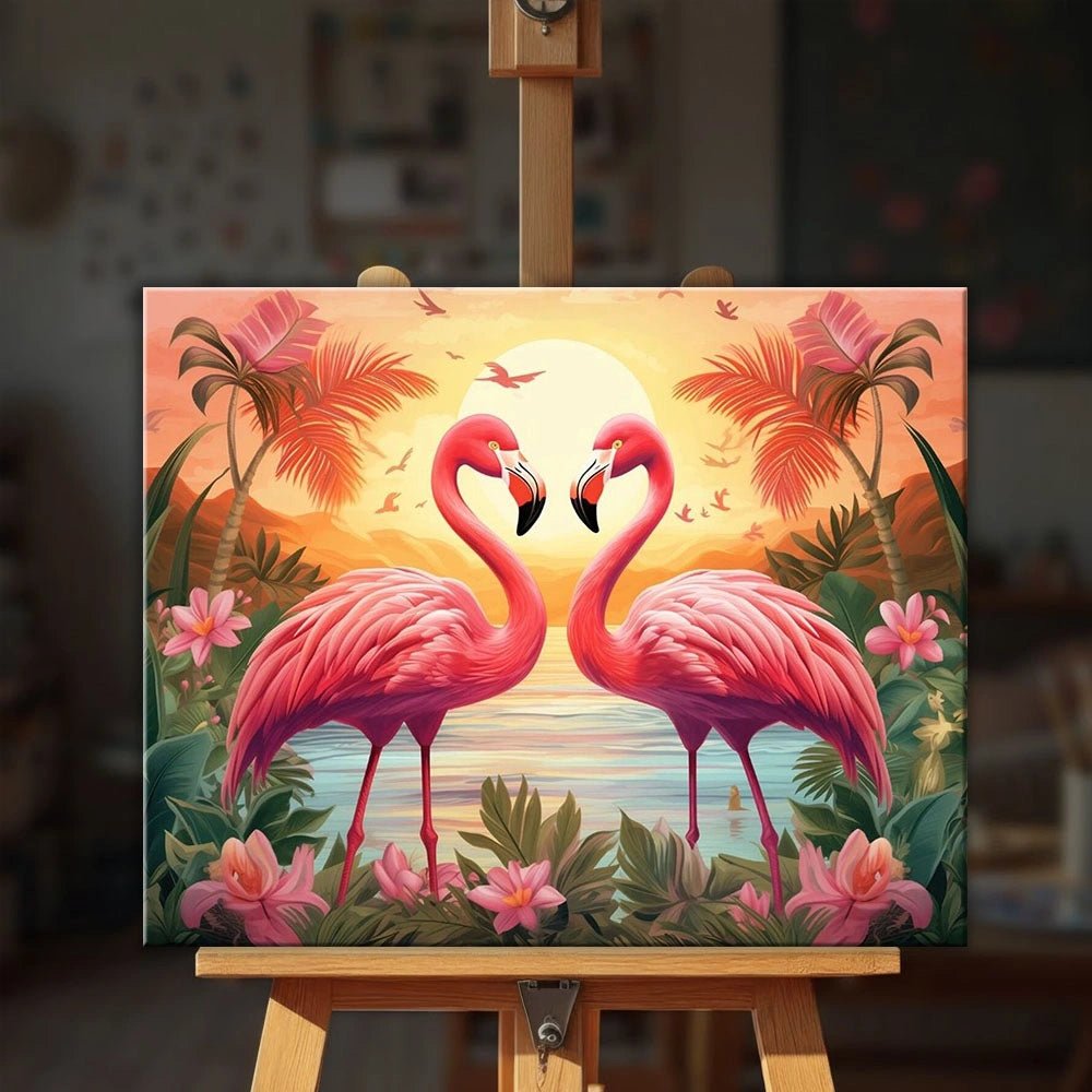Flamingo Love paint by numbers kit