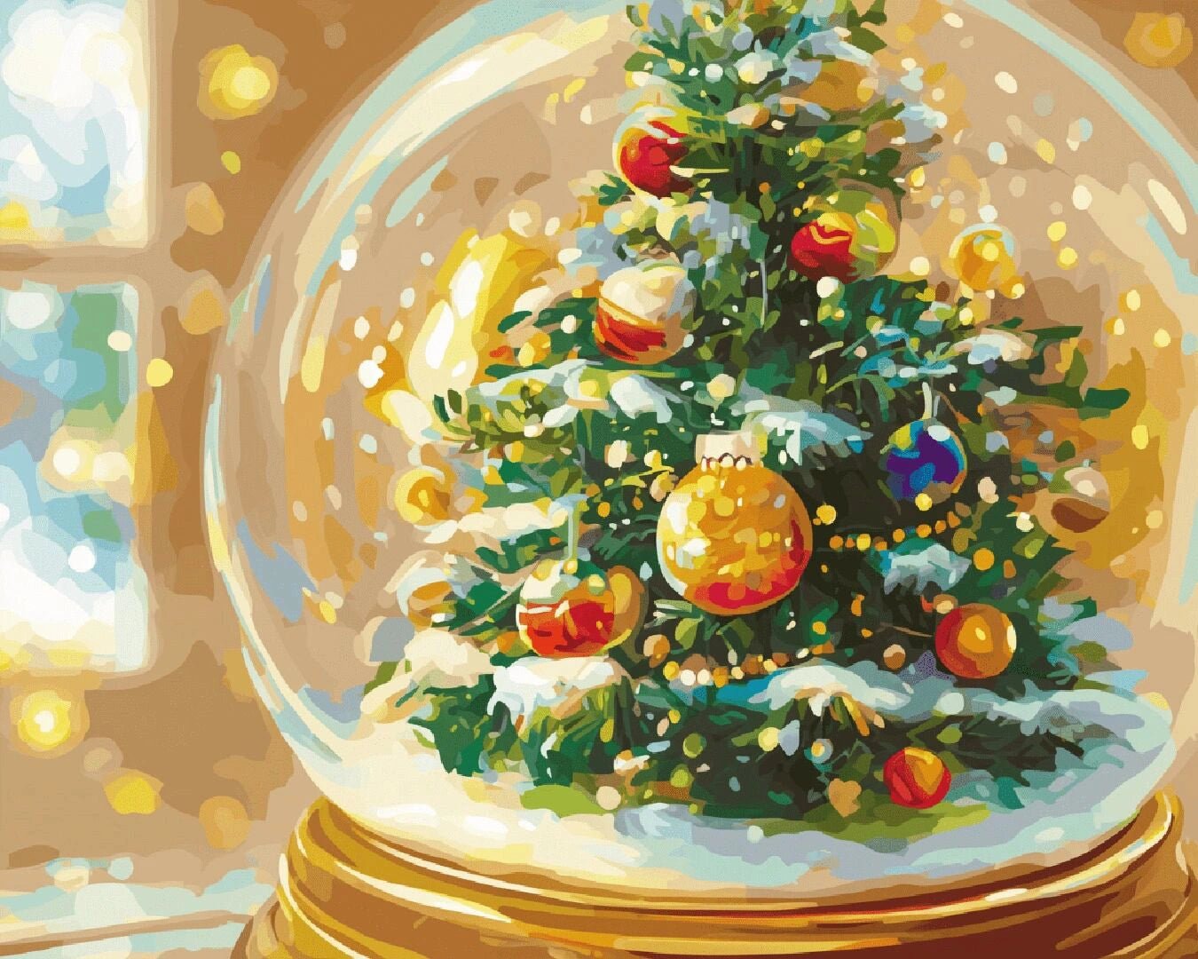 Festive Snow Globe paint by numbers kit