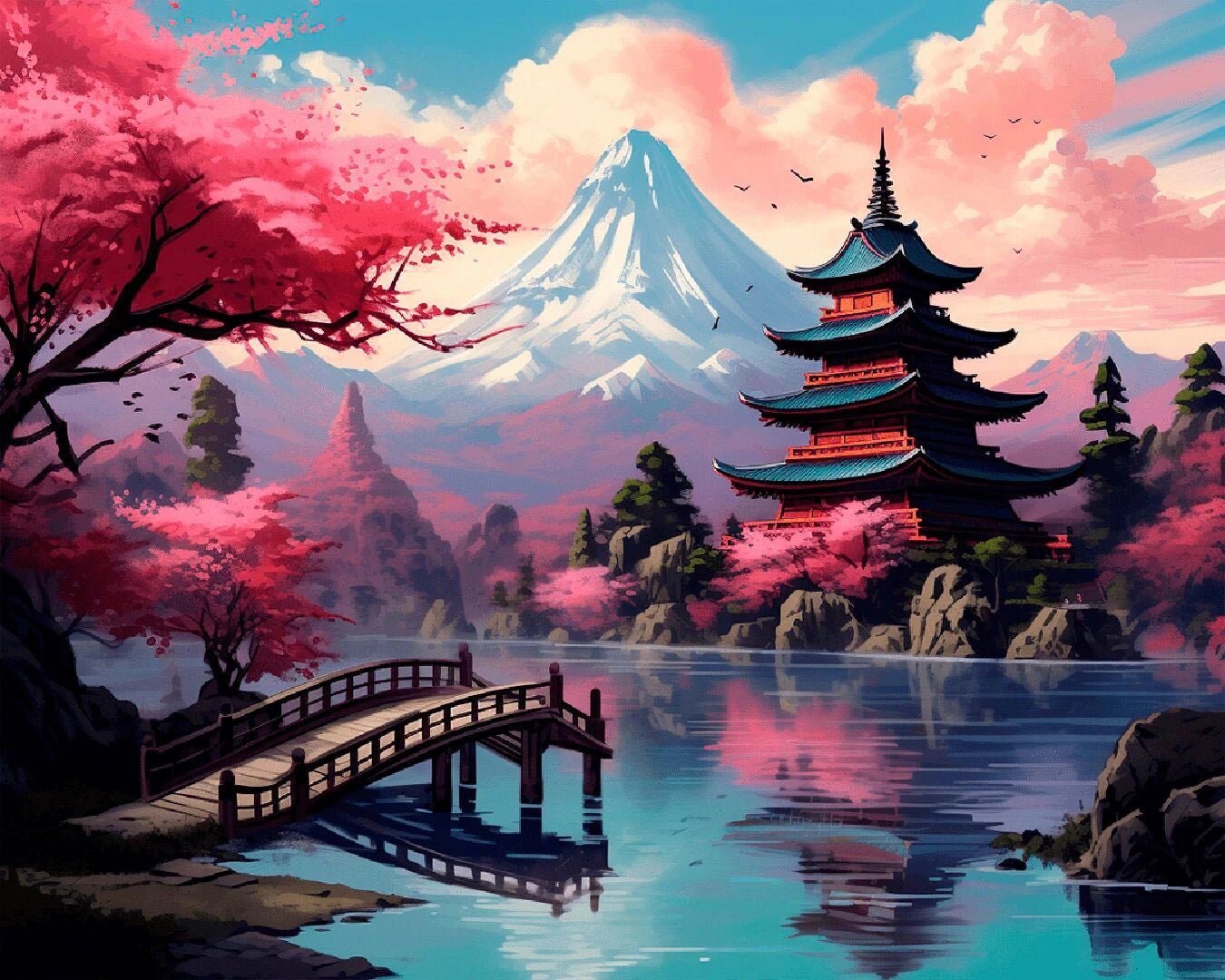 Blossoms of Fuji paint by numbers kit