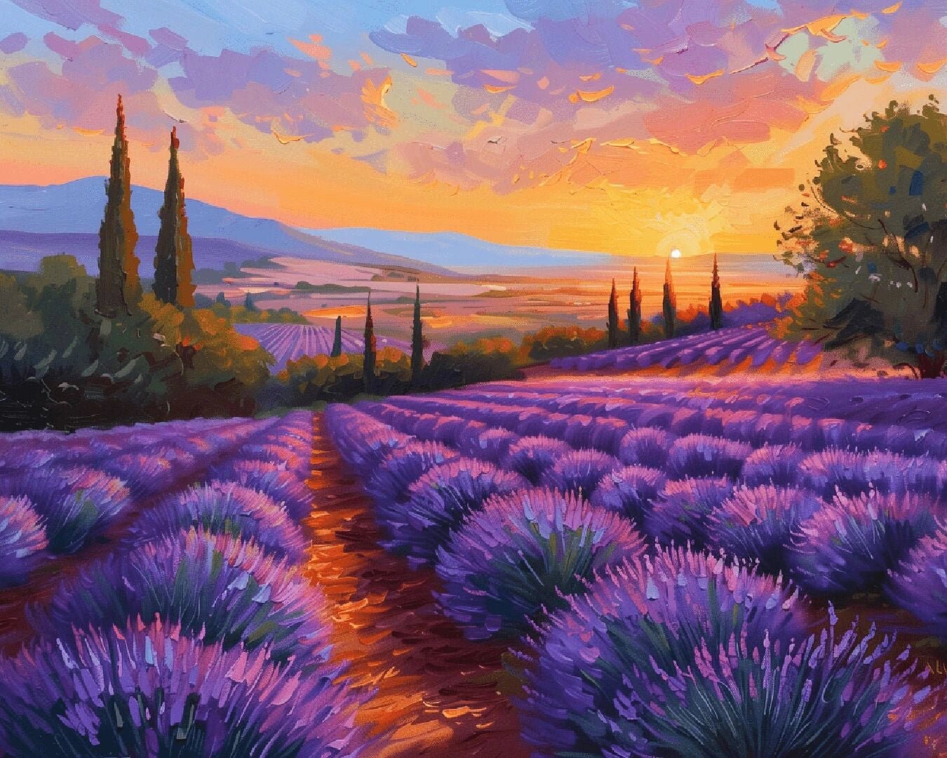 Lavender Meadow Sunset paint by numbers kit