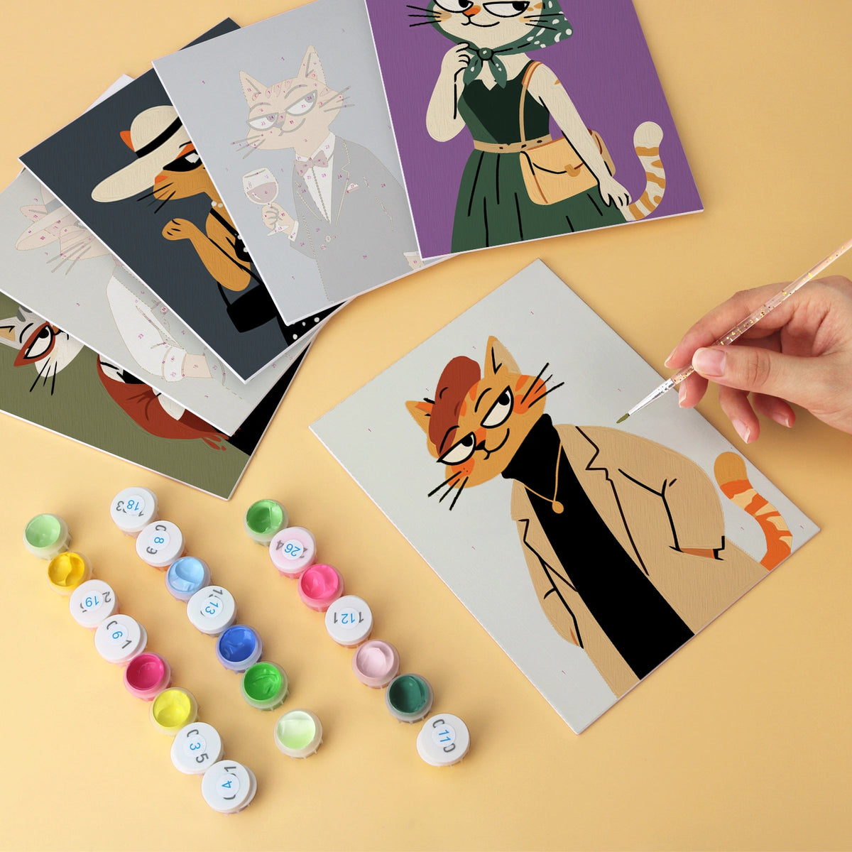 Chic Cats - Mini Paint by Numbers (6 Pieces)