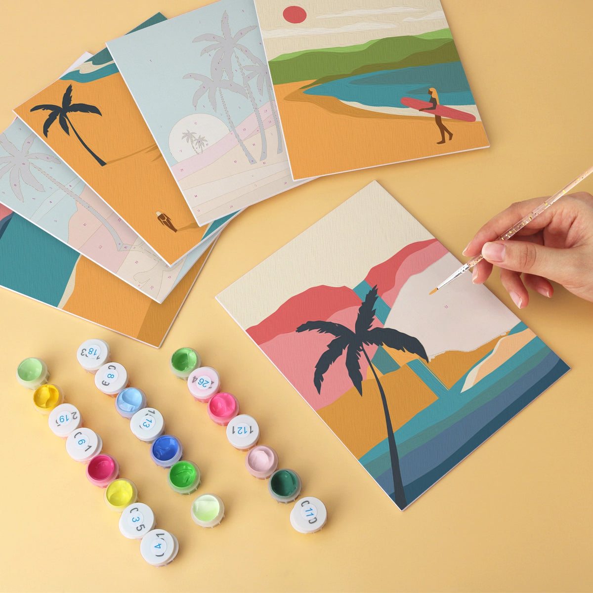 Surfside Sunset - Mini Paint by Numbers (6 Pieces)