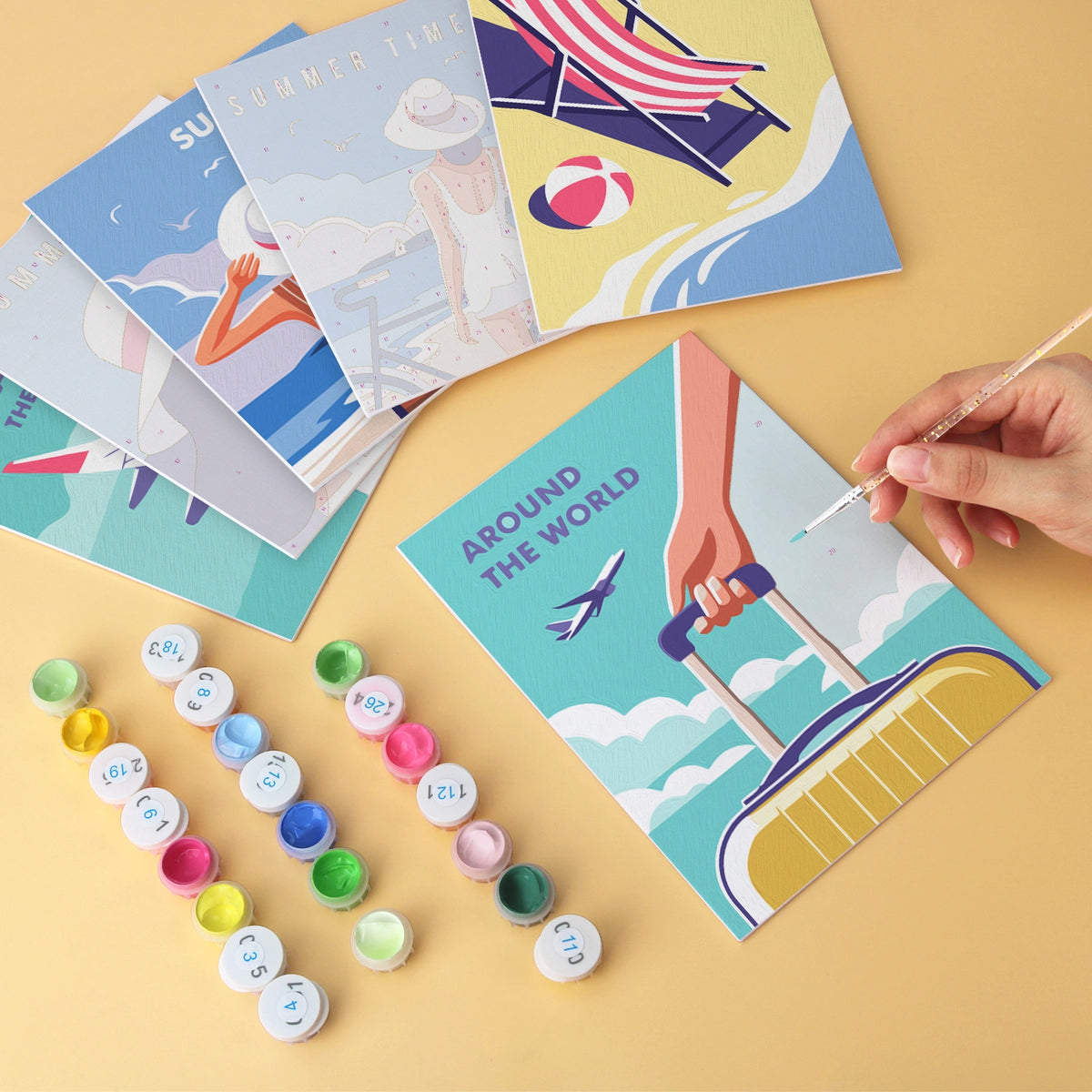 Summer Escape - Mini Paint by Numbers (6 Pieces)