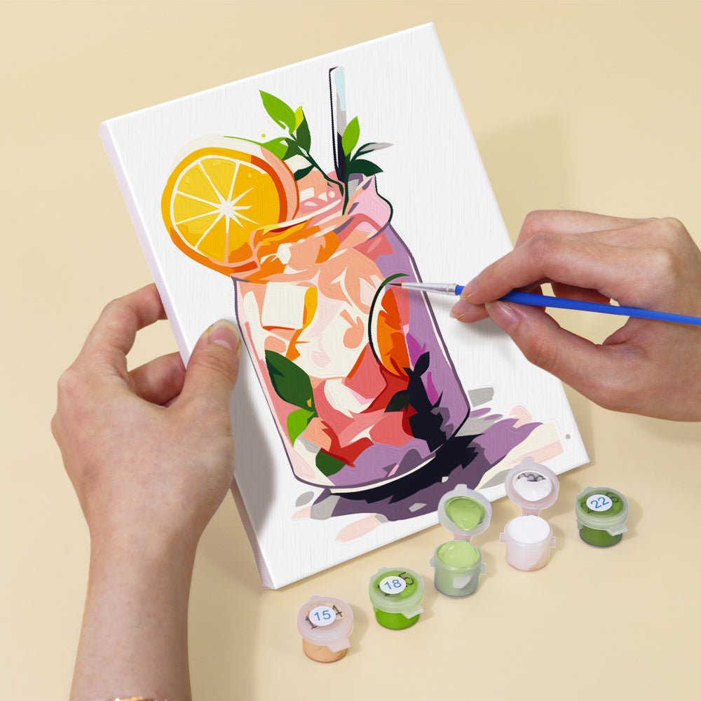 Citrus Mason Drinks - Mini Paint by Numbers Kit (6 Pieces) paint by numbers kit
