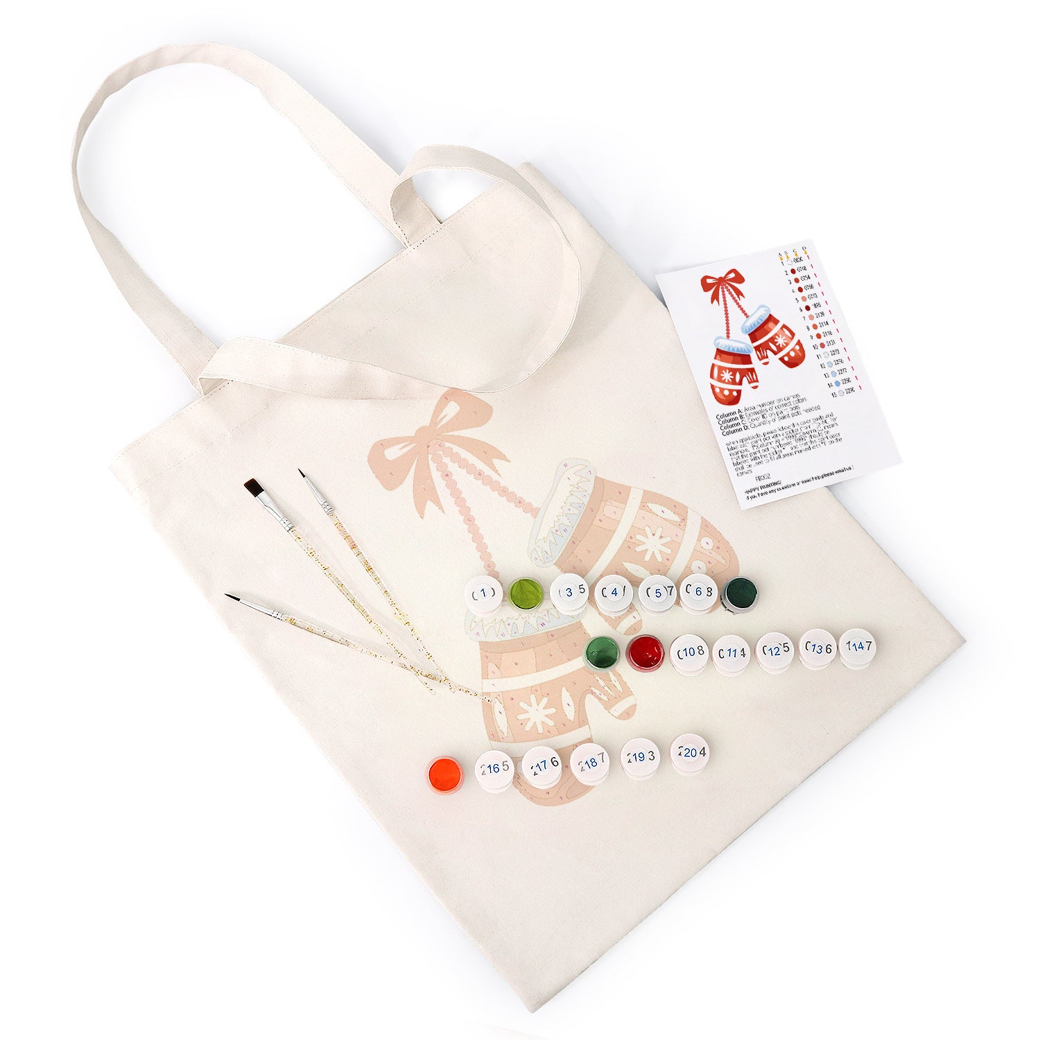 Festive Mittens Carry Bag paint by numbers kit