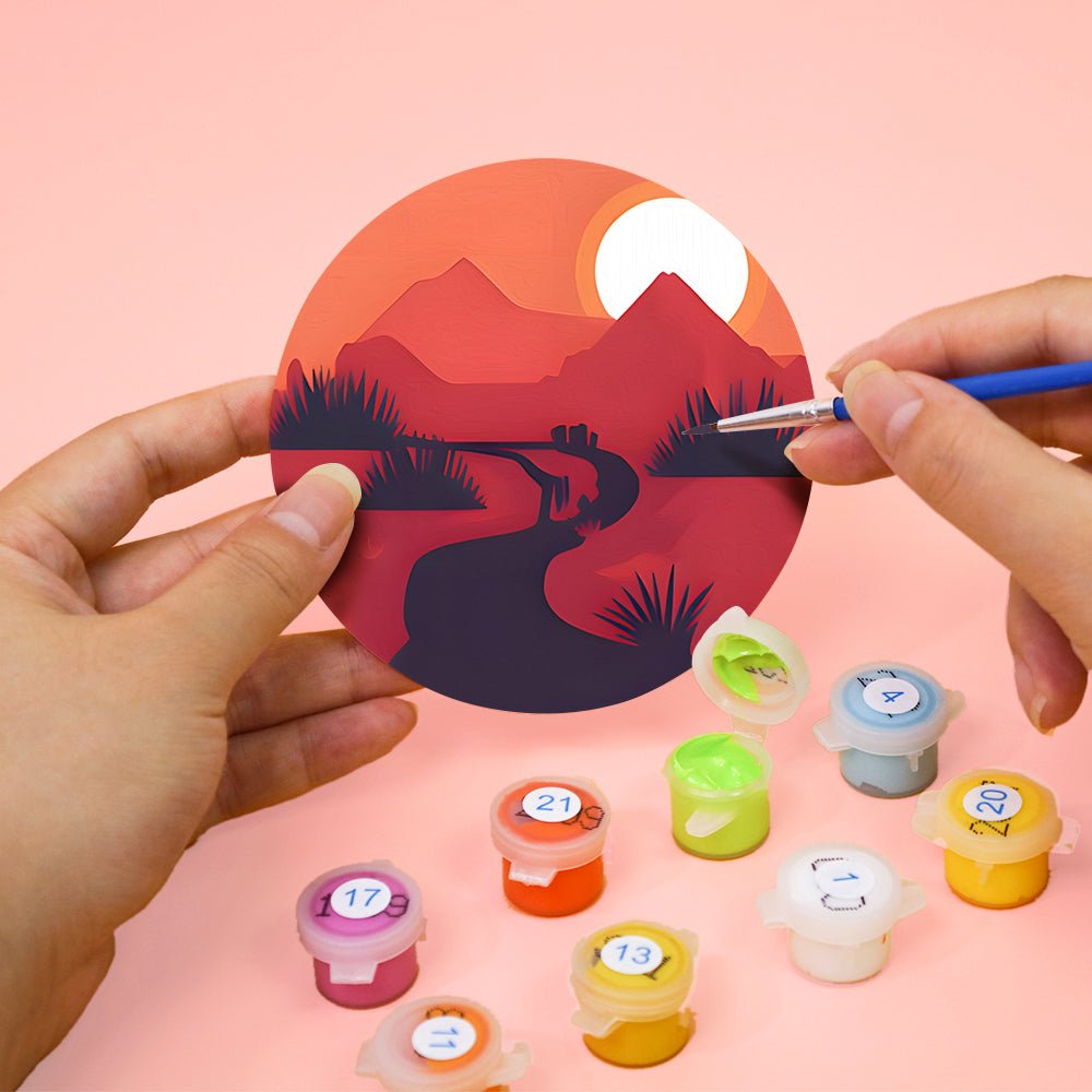 Serene Sunset Landscapes - Coasters Paint by Numbers Kit (6 Pieces) paint by numbers kit