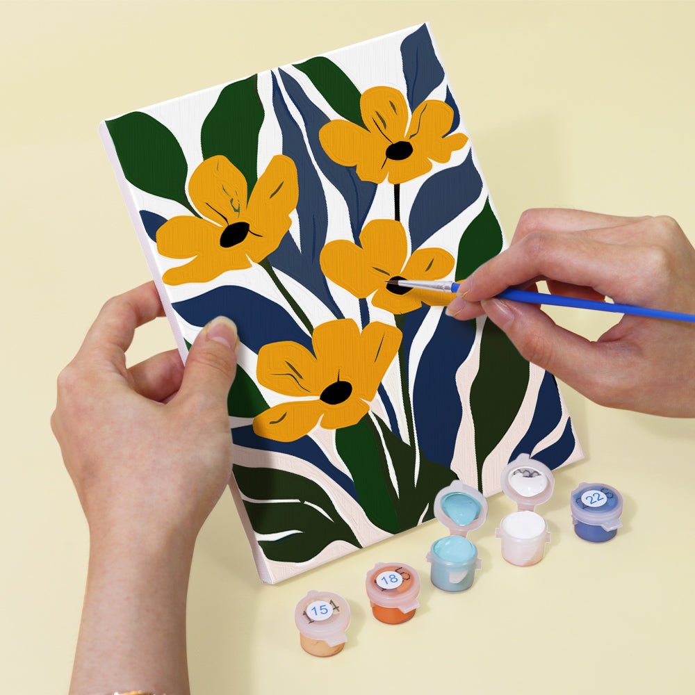 Golden Garden Reverie - Mini Paint by Numbers Kit (6 Piece paint by numbers kit