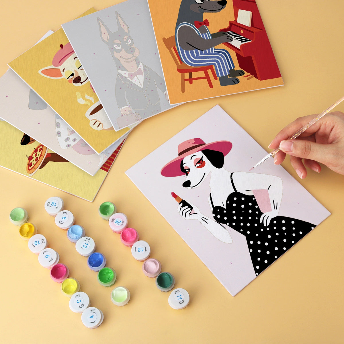 Dogs With Personality - Mini Paint by Numbers (6 Pieces)