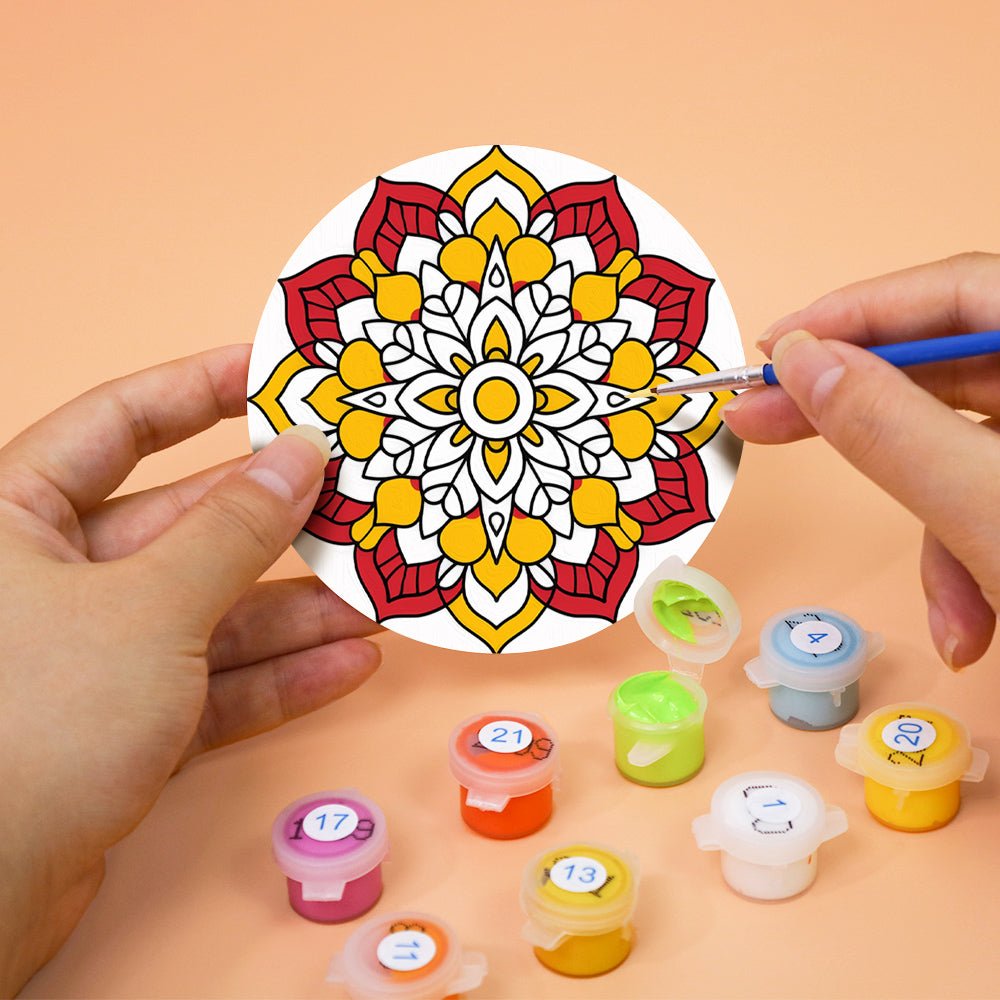 Colorful Mandala Patterns - Coasters Paint by Numbers Kit (6 Pieces) paint by numbers kit