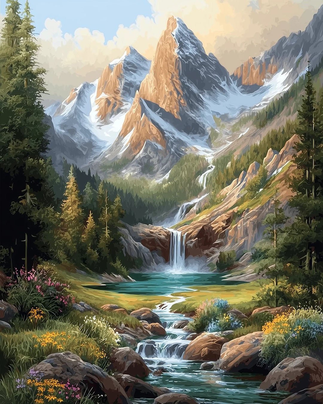 Majestic Peaks paint by numbers kit
