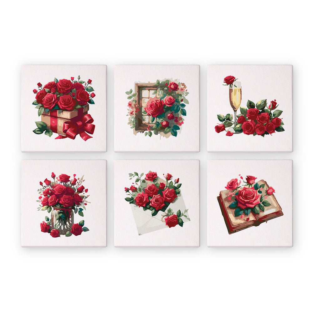 Love Letters & Red Roses - Mini Paint by Numbers Kit (6 Pieces)