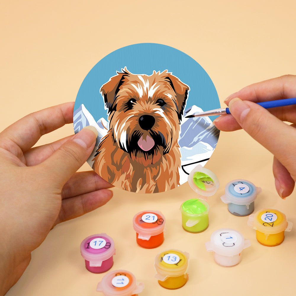 Happy Mountain Dogs - Coasters Paint by Numbers Kit (6 Pieces) paint by numbers kit