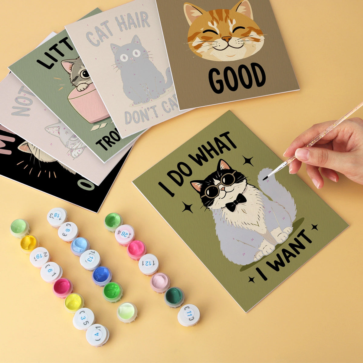 Sassy Cats - Mini Paint by Numbers (6 Pieces)