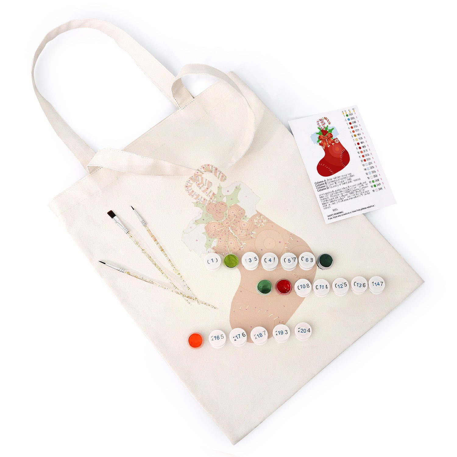 Festive Stocking Carry Bag paint by numbers kit