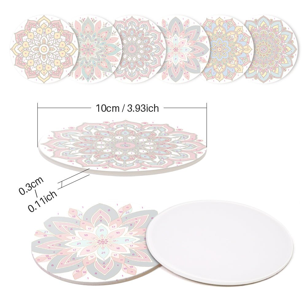 Colorful Mandala Patterns - Coasters Paint by Numbers Kit (6 Pieces) paint by numbers kit