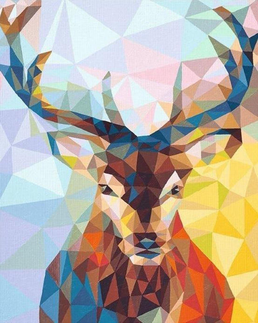 Abstract Deer paint by numbers kit