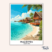 Maldives - Travel Poster paint by numbers kit