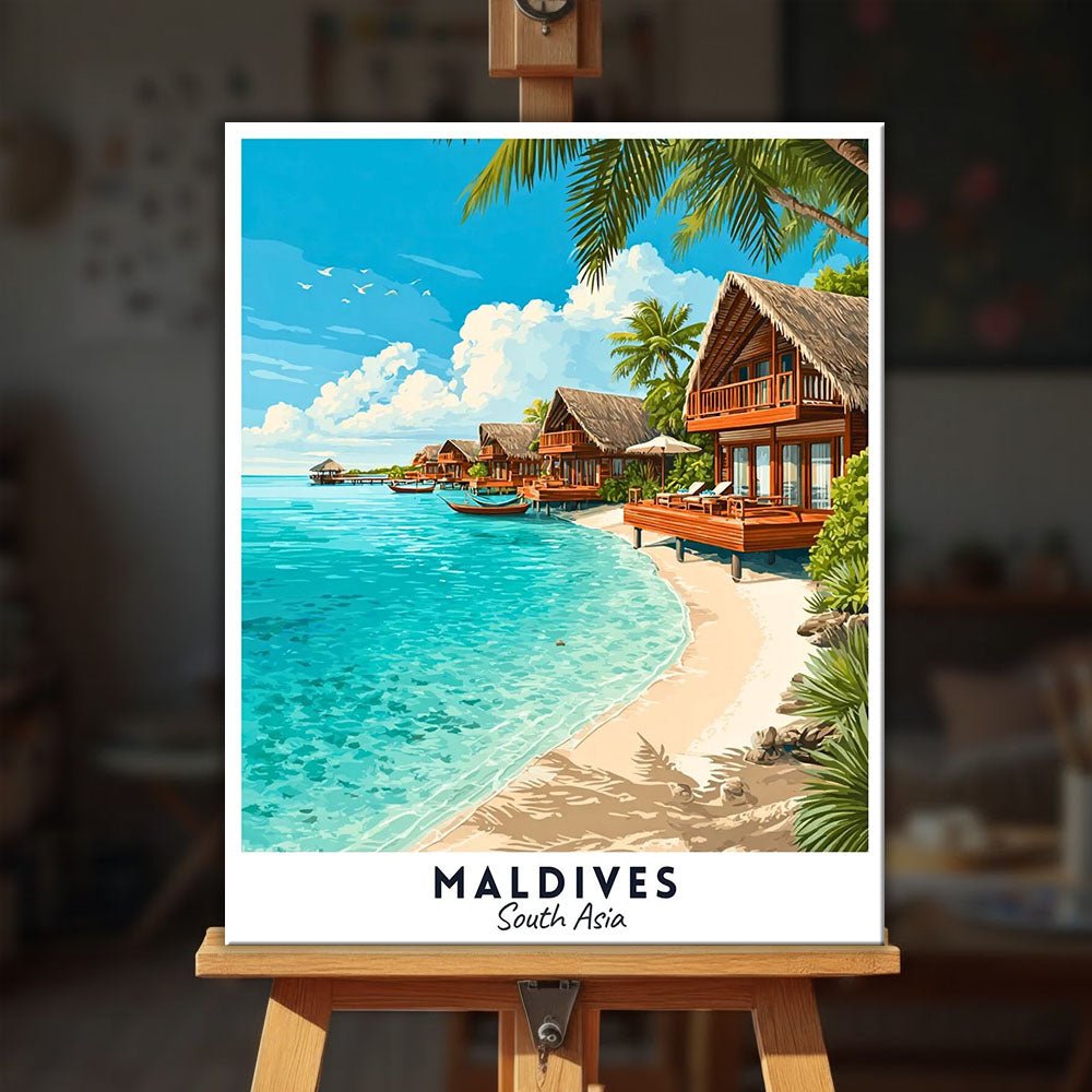 Maldives - Travel Poster paint by numbers kit