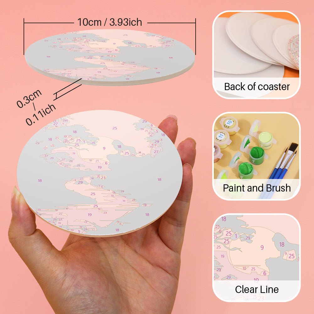 Sunset Landscape Silhouettes - Coasters Paint by Numbers Kit (6 Pieces) paint by numbers kit