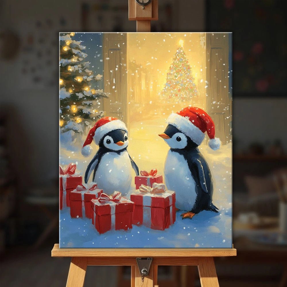 Penguin Christmas Surprise paint by numbers kit