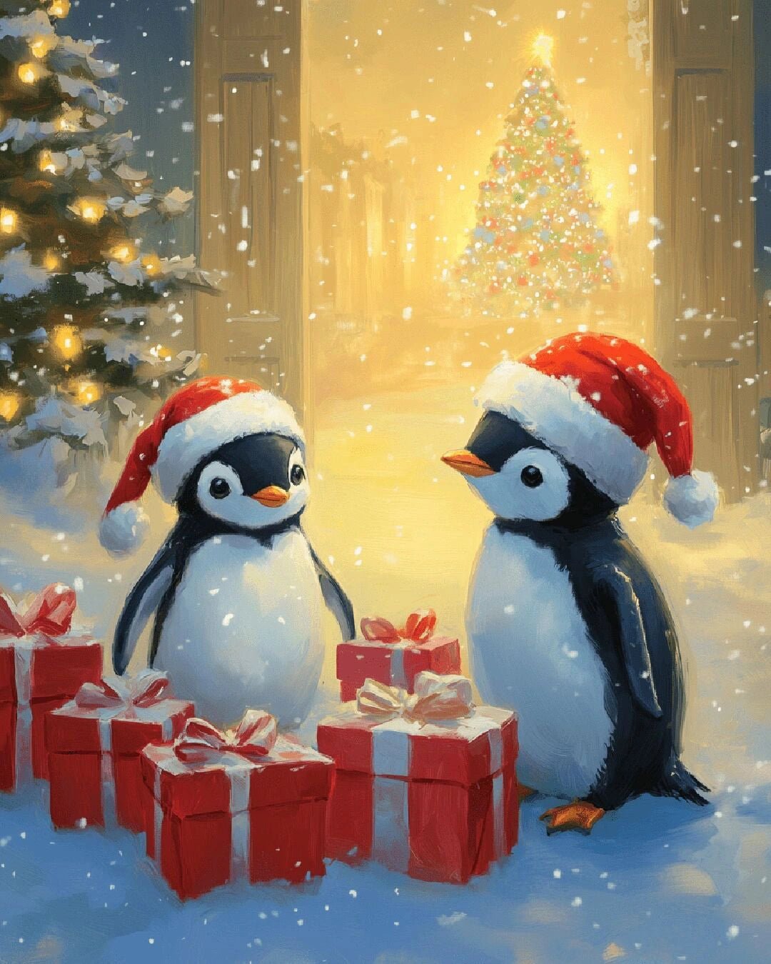 Penguin Christmas Surprise paint by numbers kit