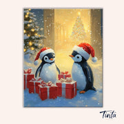 Penguin Christmas Surprise paint by numbers kit