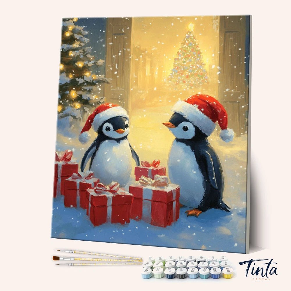 Penguin Christmas Surprise paint by numbers kit