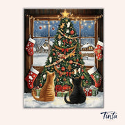 Christmas Cat Watch paint by numbers kit