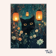 Lantern Night Cat paint by numbers kit