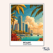 Miami - Travel Poster paint by numbers kit